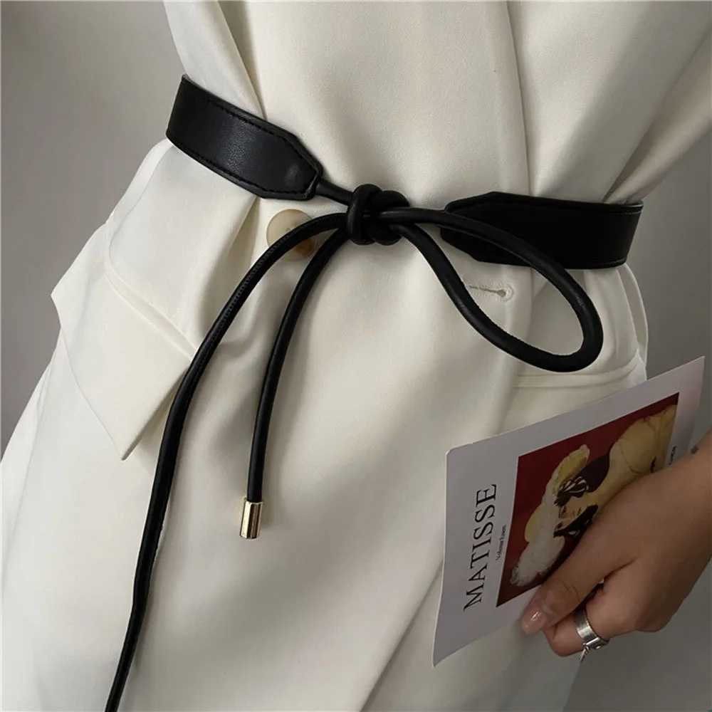 Fashionable thin waistband Versatile dress jacket decorative waistband ultra-thin drawstring PU leather drawstring at the waist X250410
