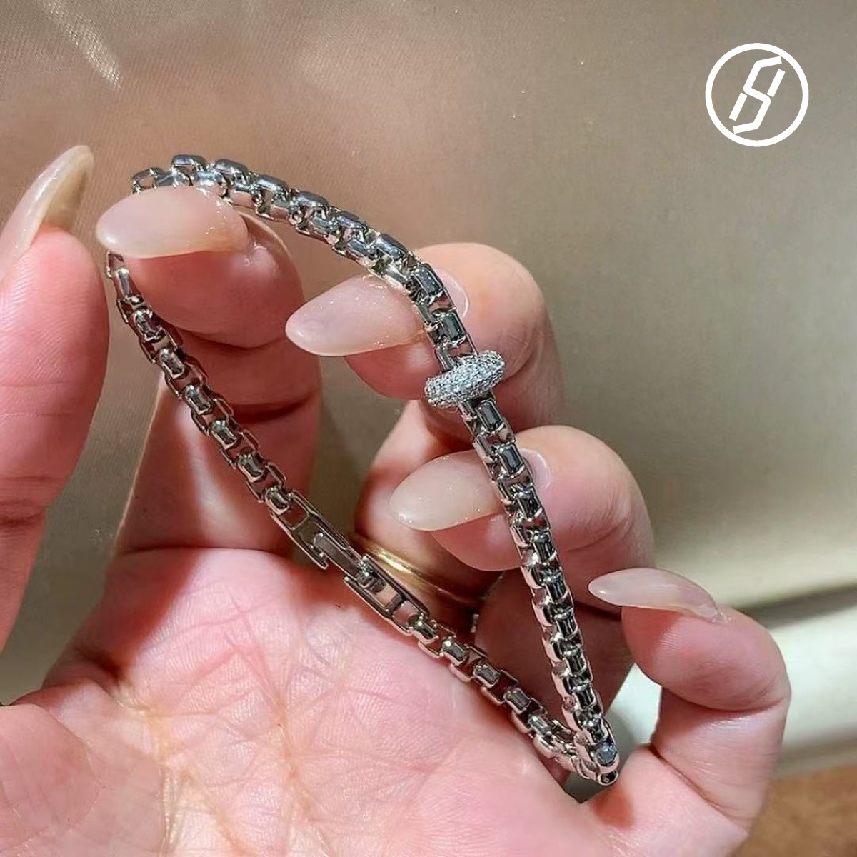 Boutique Craftsmanship Square Chain Diamond Bracelet - Wedding & Valentines Day Jewelry for Women Z260313