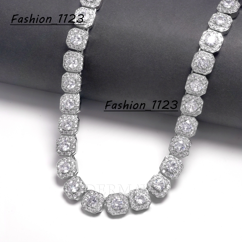Hiphop Rock Candy Moissanite Chain Micro Clustered Tennis Chain 10mm/12mm 925Silver Iced Out VVS Square Moissanite Necklace