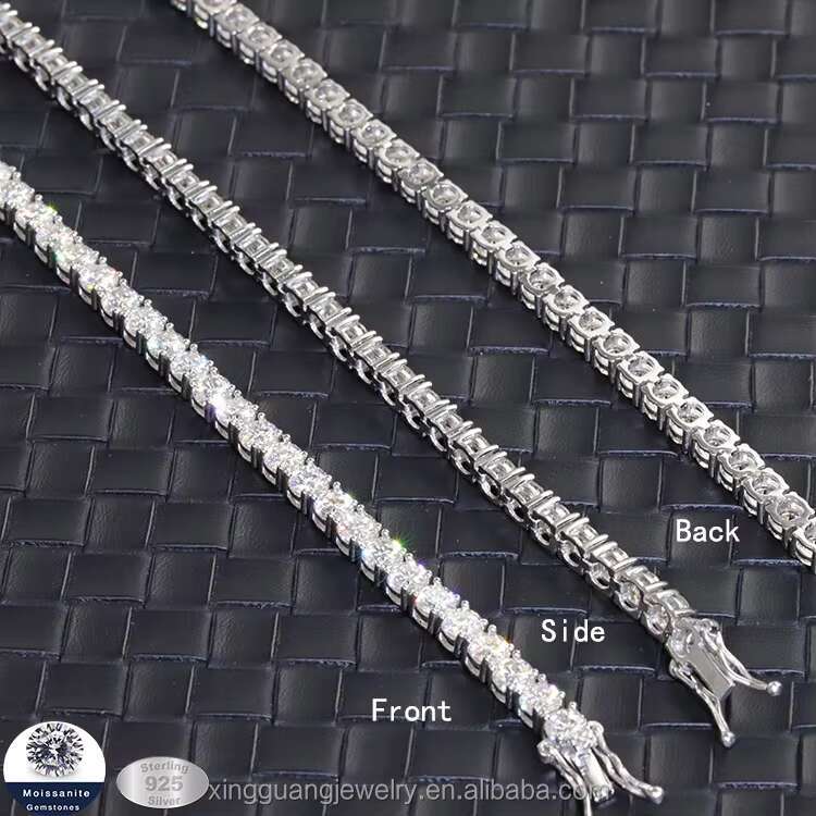 2 mm to 4 mm Diamond Tennis Link Chain 925 Silver Gold Plated Fine Jewelry Bracelet VVS Moissanite Tennis Chain for Men Women