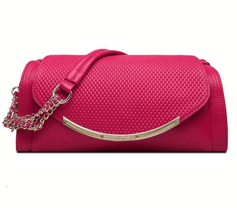 Women Genuine Leather Crossbody Bag With Hardware Elegant Chain Strap Zipper Closure, Golden-Tone Hardware, Structured Round Top & Smooth Edges Luxury