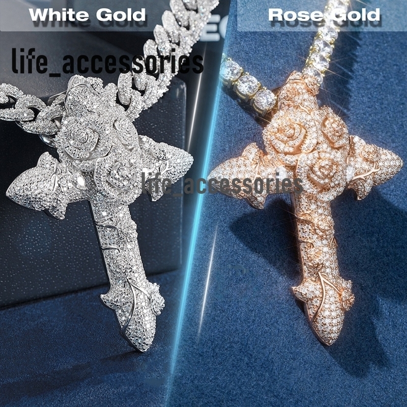 VVS Moissanite Diamond Cross Pendant 925 Sterling Silver Jesus Cross for Necklace Men Women Fine Jewelry Charm