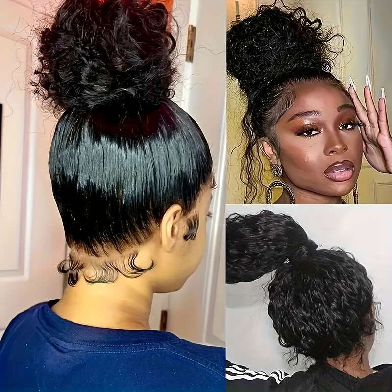 Glueless Human Hair Natural Look Frontal Lace Wig With Pre-Plucked Hairline, No Glue Needed, Secure Fit Cap For Women, Everyday Special Events - Volum