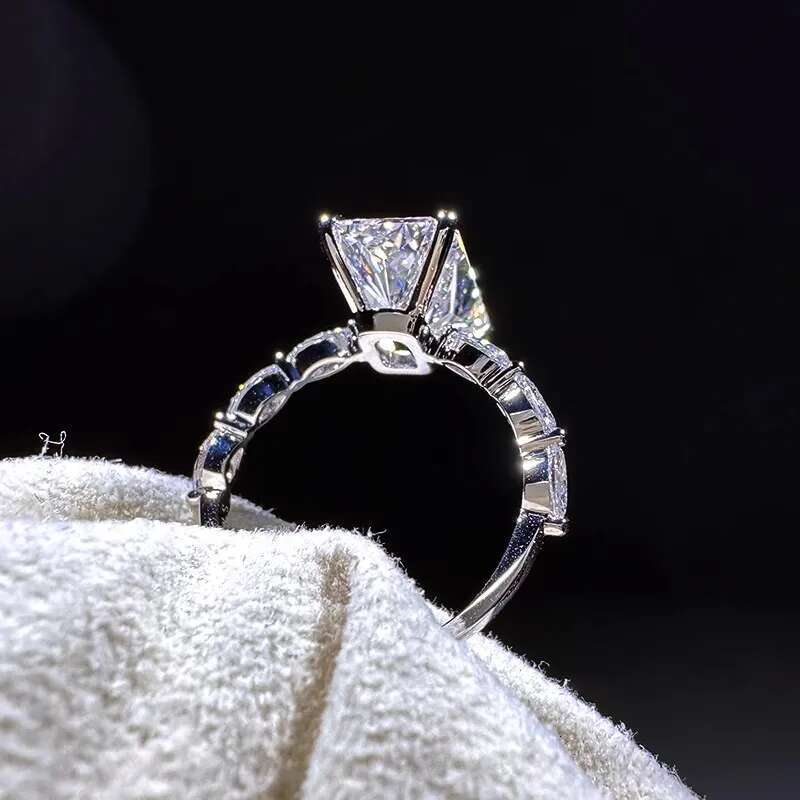1 2 3 4 5 6 Carat Au375 9K White Gold Ring Radiant shape DVVS1 moissanite Diamonds Women Wedding Party Engagement Ring Classic
