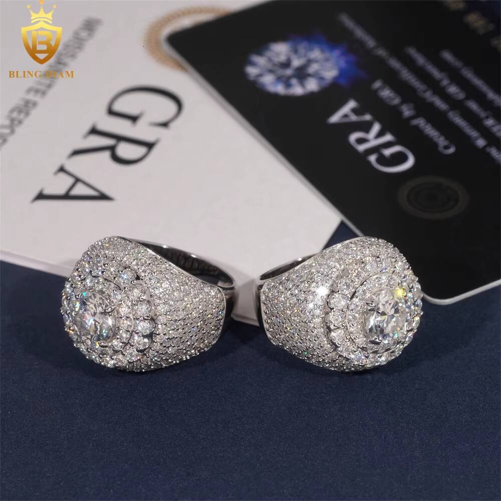 Hot Sale Fashion Rings for Men Moissanite Iced Out Moissanite Hip Hop Jewelry High Quality Diamond Pass Diamond Test with GRA
