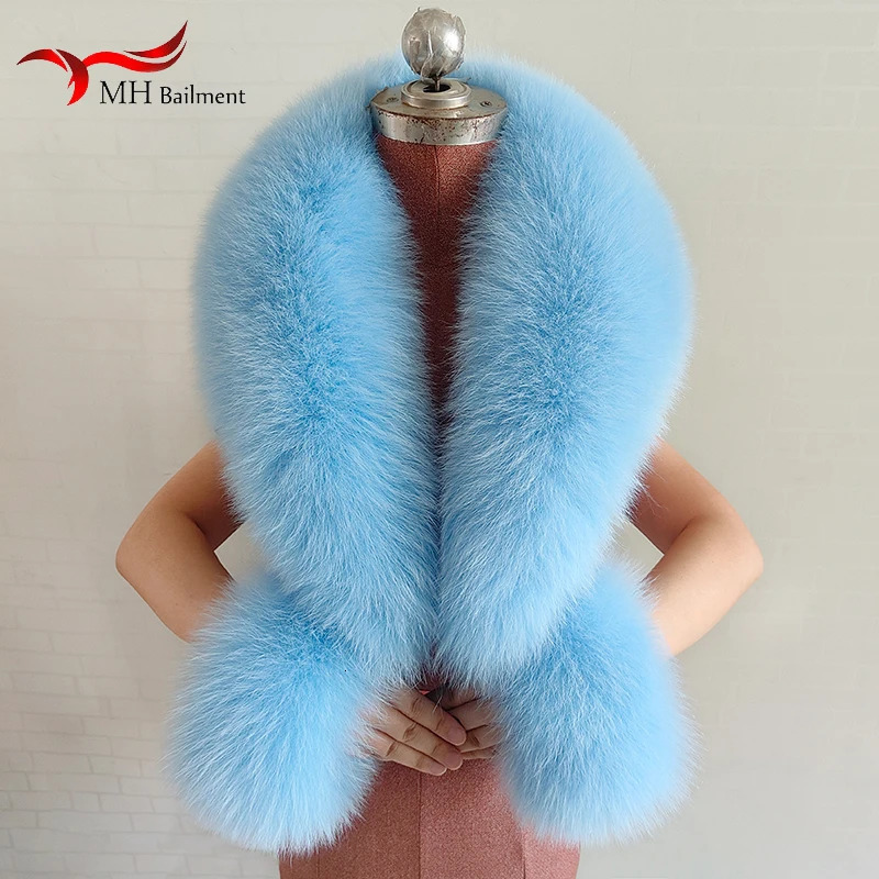 Winter Natural Fox Fur Scarf And Cuff Set Women Jacket Fur Collar Neck Warm Scarves Fluffy Fox Fur Shawl 251103