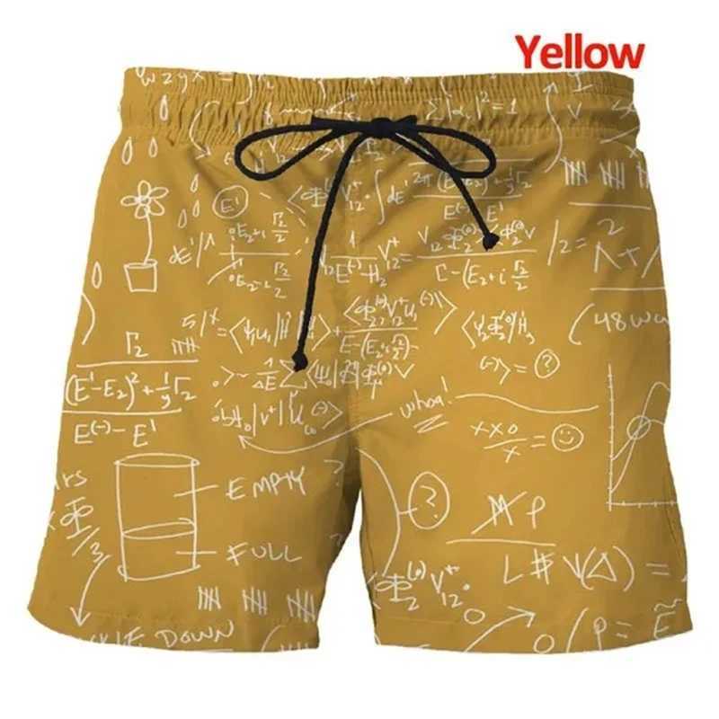 New mens plus size casual beach shorts 3D printed mathematical formula shorts summer quick drying X250410