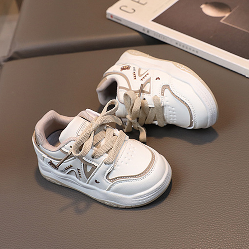 Kid Cute Bear Sport Board Shoes Children Anti Slip Sneakers Enfant Little Toddler Shoes Umshop Boy PU Leather Girl Casual Shoes Sizes 21 - 30 U0162