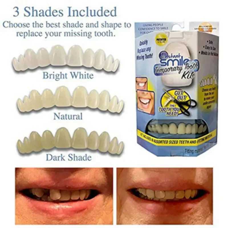 The new type of denture patch is faced with a flexible and comfortable upper and lower buckle bracket which fits snugly with the filling material for 