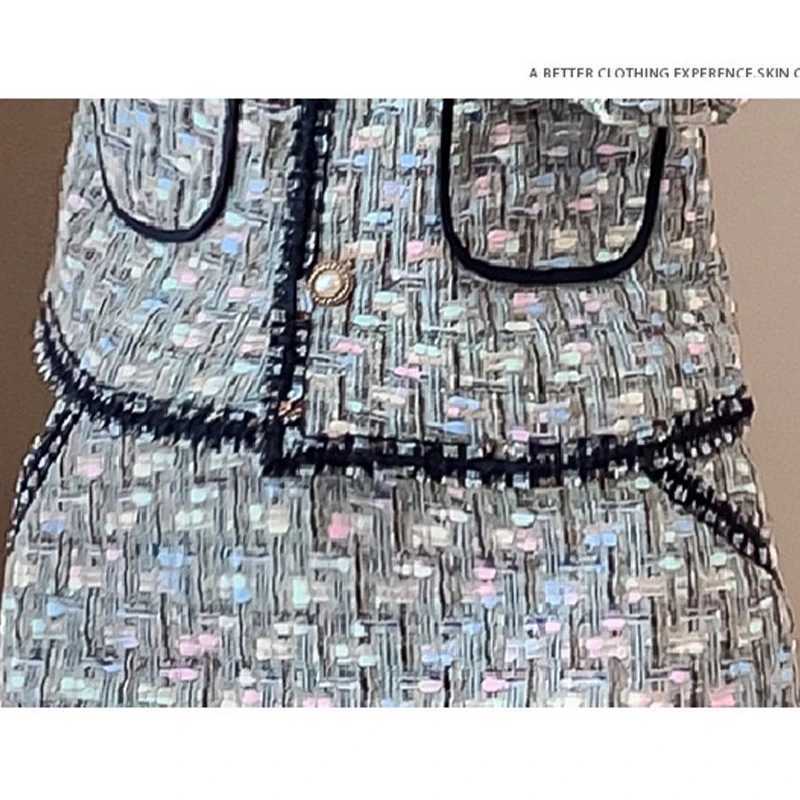 Elegant Women Vintage Tweed Suit Jacke Coat Top Mini Skirt 2 Piece Set Outfit 2024 Winter Autumn Jacquard Elegant Party Clothing W251110