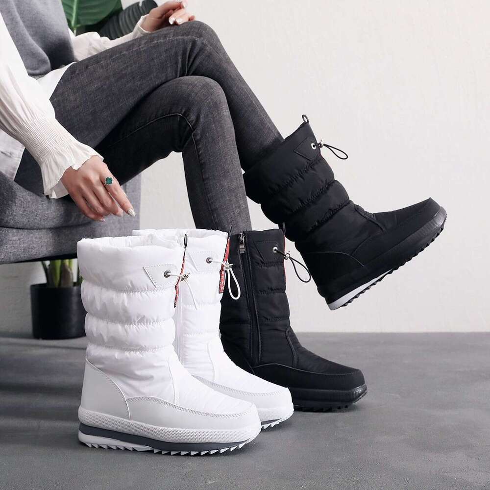 New Winter Shoes Cross-Border Women's Comfortable Warm Mid-Calf Cotton with Fleece Non-Slip Waterproof Snow Boots