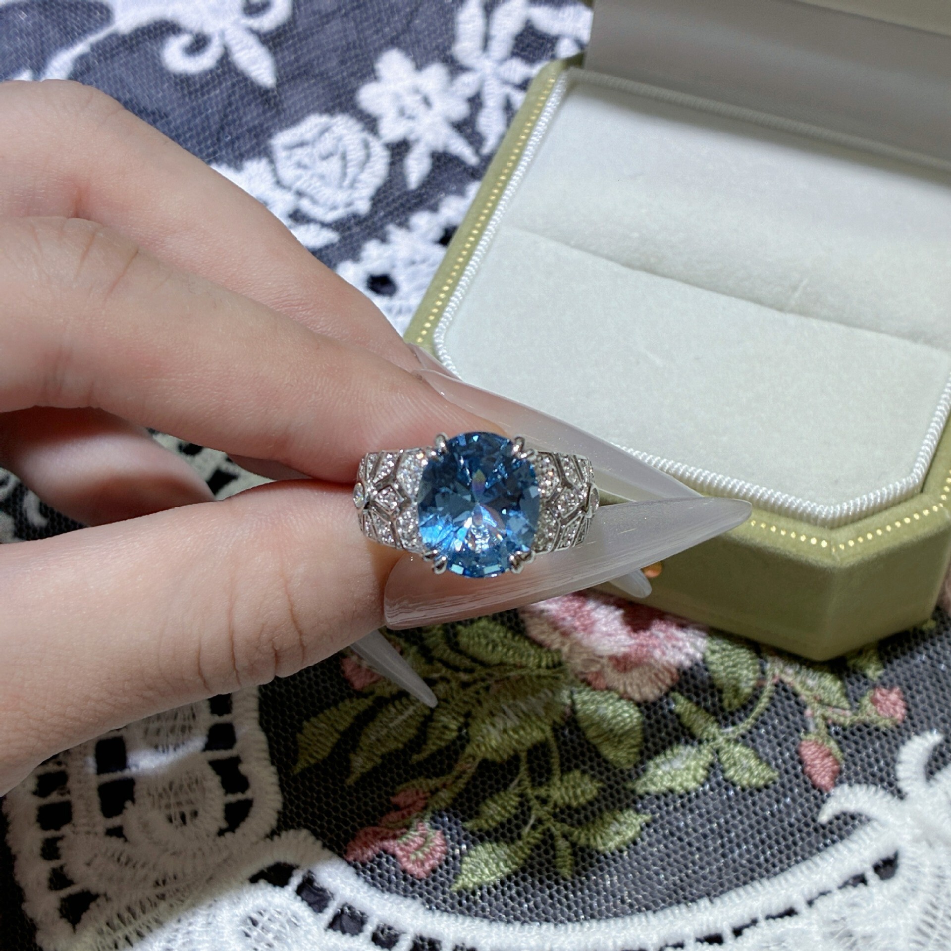 S925 Sterling Silver Designer Ring Laboratory Cultivated Paraiba Oval Fashion Ring Suitable For Women's High-end Jewelry Wholesale