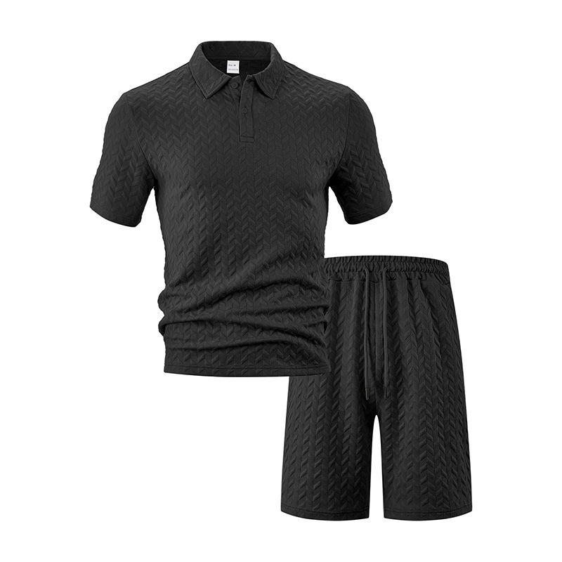 Summer Jacquard Multi Color Casual Set T-shirt Shorts Mens Solid Color Fashion Sports Fitness Men