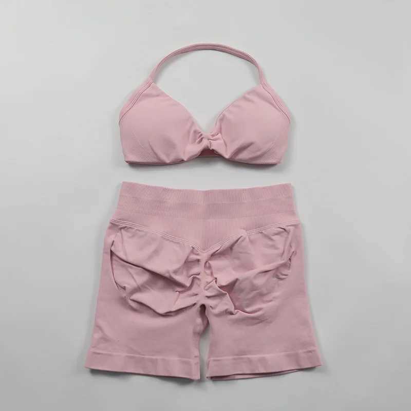 2-piece Impact Gym Set Womens Sportswear Scrunch Shorts Set Strap Sports Bra Top Womens Sportswear Set W250410