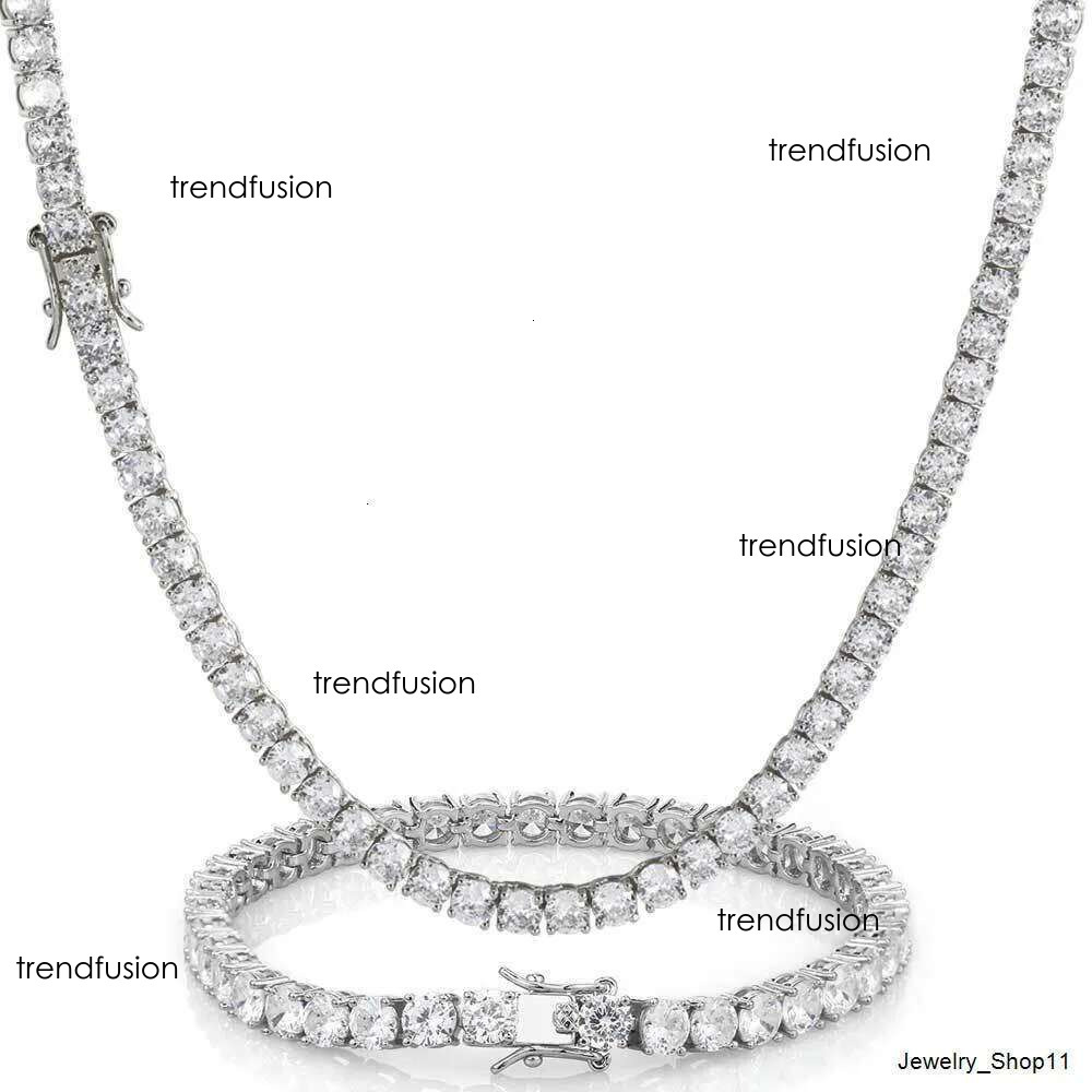 HipHop Jewelry ice out 3mm 4mm 5mm 6mm sterg sier VVS Moissanite Dia Tennis k Chain Bracelet Necklaces