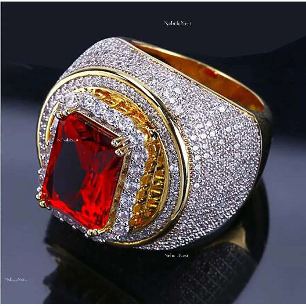 gold iced out mens hip hop jewelry bg cool zirconia stone deisnger men hiphop rings gifts daily wear