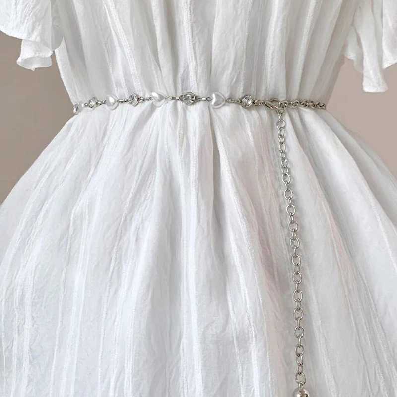 Love Pearl belt text belt sparkling rhinestone belt used for clothing decoration strapless fashionable metal thin belt X250410