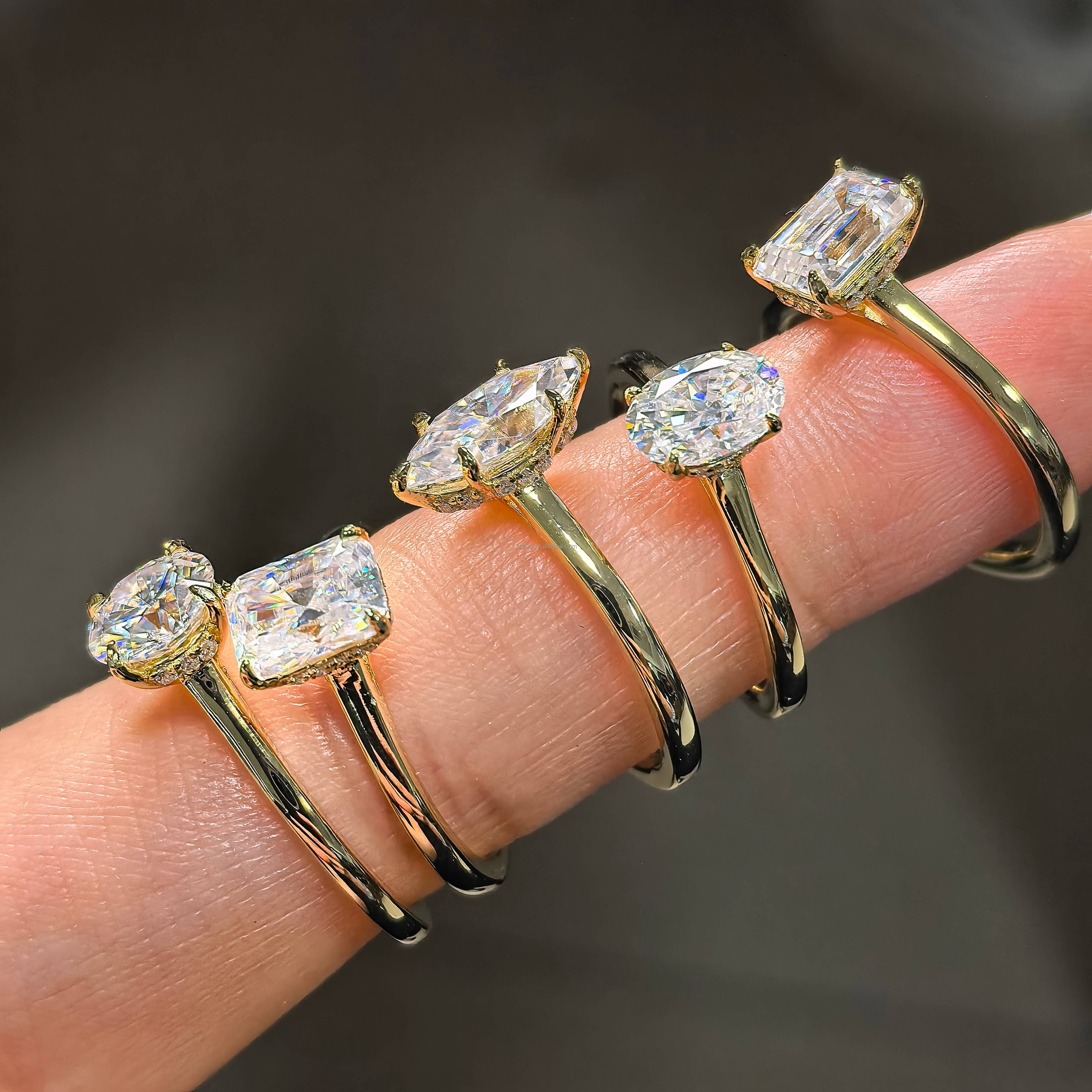 Real Gold Moissanite Ring 18K 14K Vvs Moissanite Diamond Engagement Ring Solid Gold Moissanite Ring