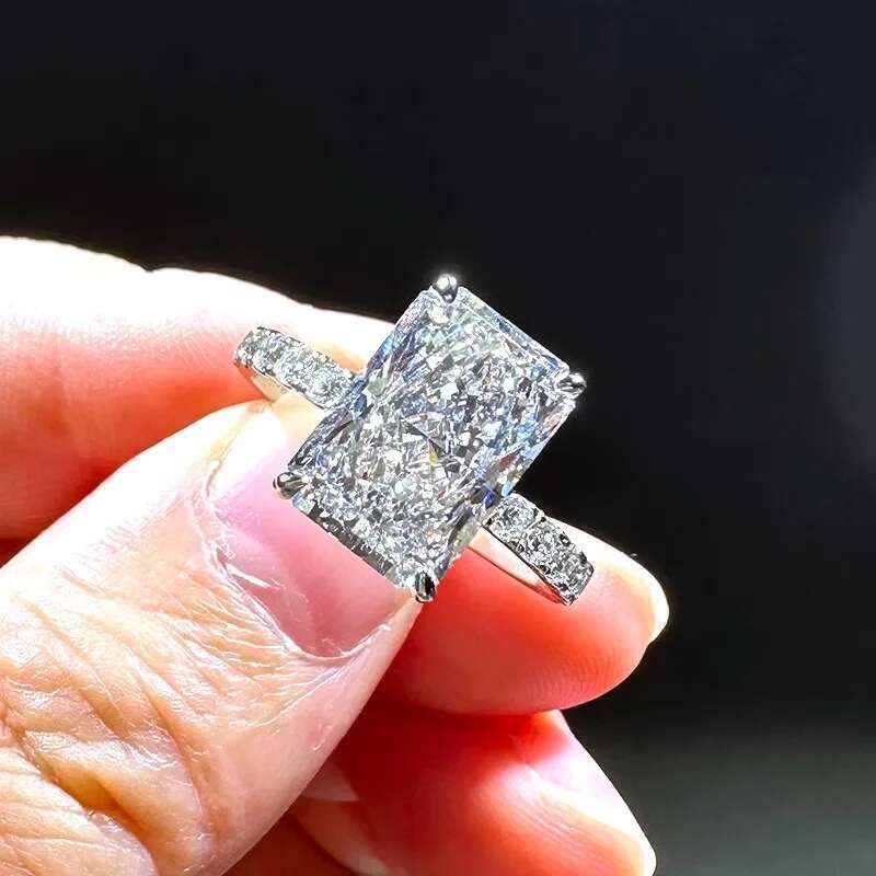2 3 5 6 8 10 Carat Real Solid 18K White Gold Ring Radiant shape DVVS1 moissanite Diamonds Women Wedding Party Engagement Ring