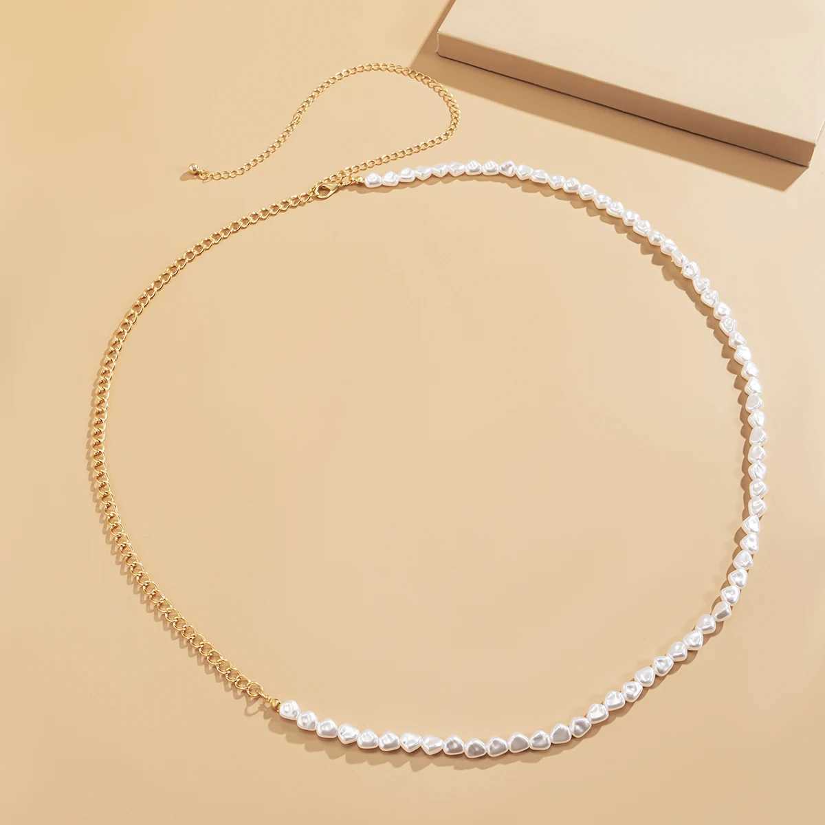 IngeSight. Z Bohen Baroque imitation pearl body chain used for Wen sexy summer beach harness waist belly chain with jewelry gift X250410