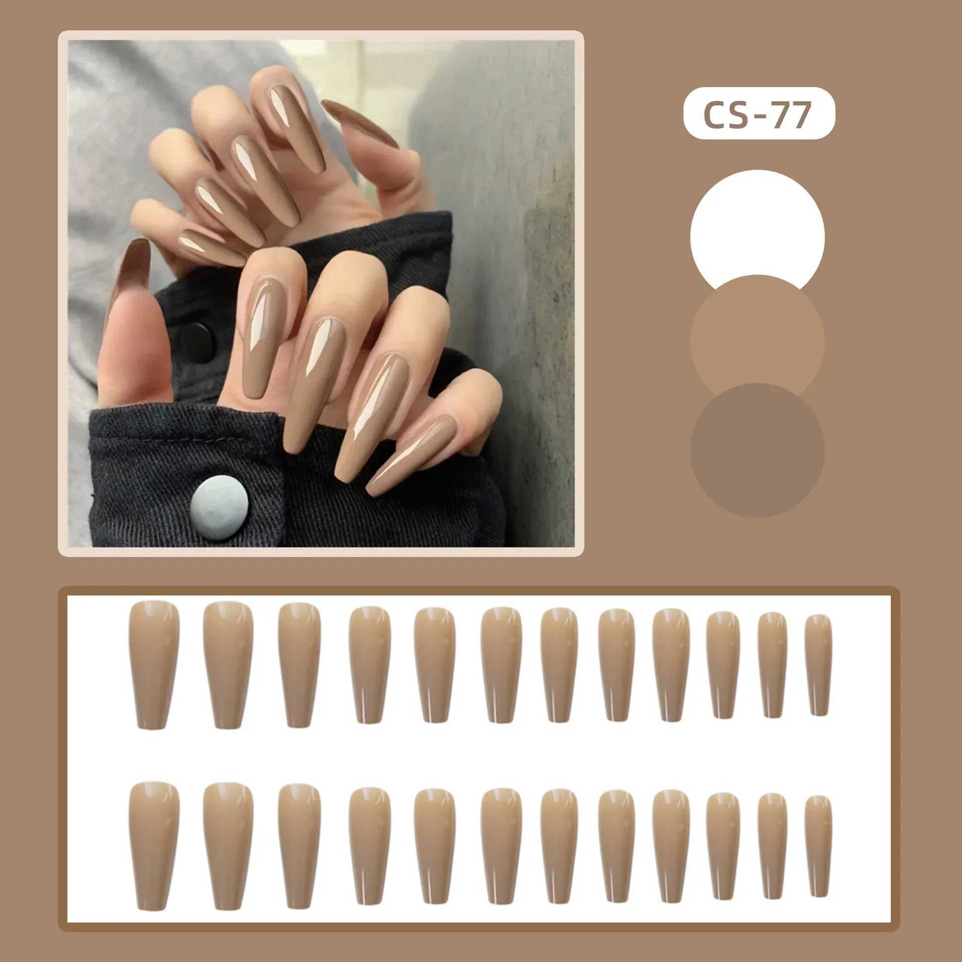 24 pieces/box Fashion Fake Nails Artificial Milk White Pink Gradient Long Ballet Nail Tip Fully Covered Acrylic Fake Nails W250410