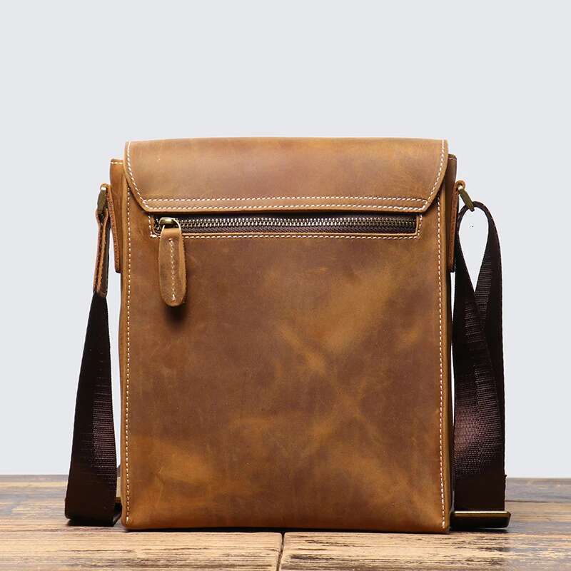 Nesitu Highend Vintage Black Brown Genuine Crazy Horse Leather Shoulder Men Women Messenger Bag For 9.7'' Ipad Phone Purse M9002