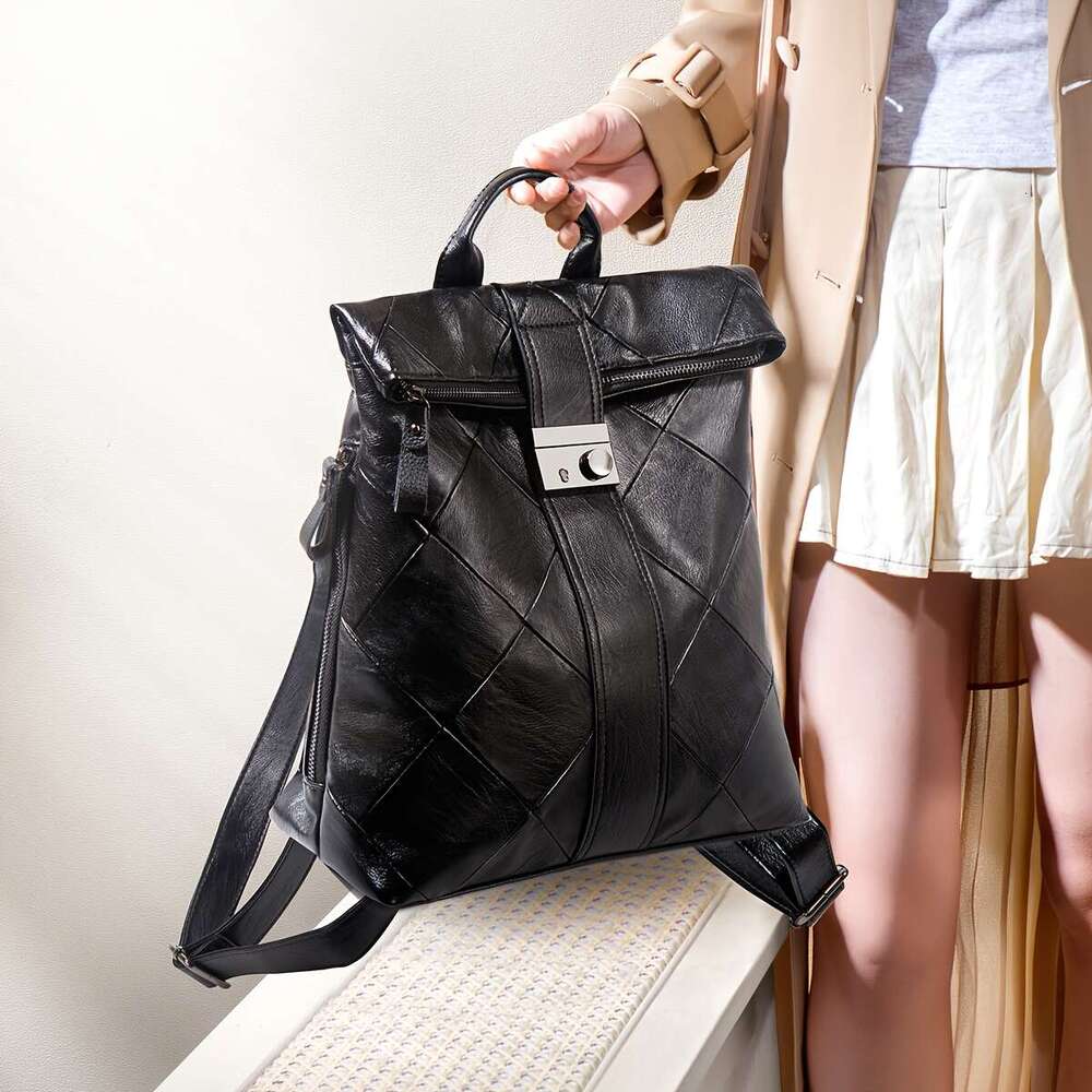 Women S Backpack Large Capacity Anti Theft Handbag Zipper Closure Adjustable Shoulder Strap Lightweight Genuine Leather Bag For Business Travel