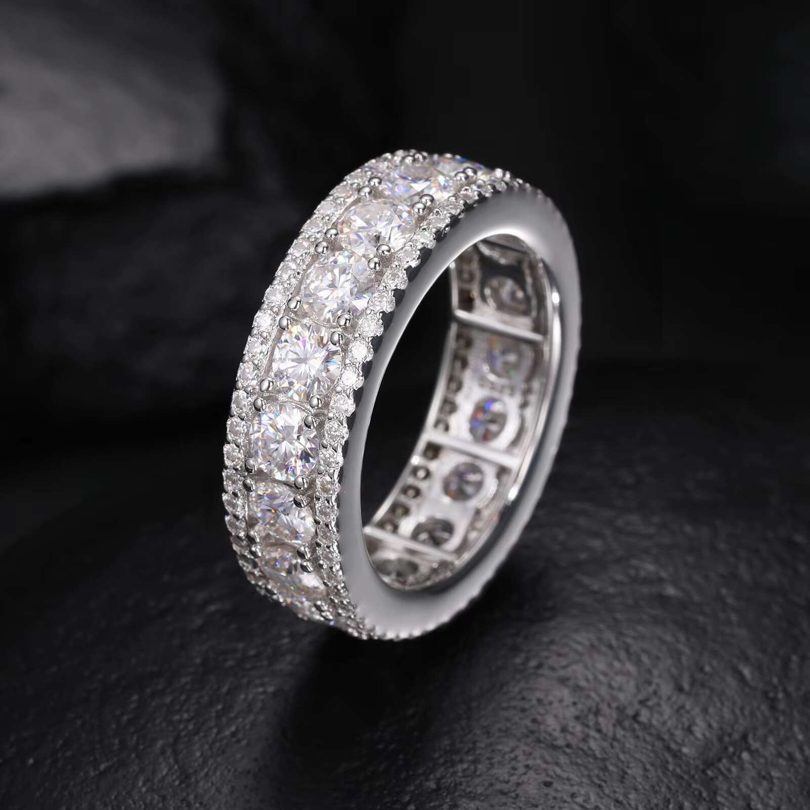 925 Sterling Silver Fine Jewelry VVS D Moissanite Diamond Wedding Engagement Ring Cut Gemstone Rings Unisex Anniversary Occasion