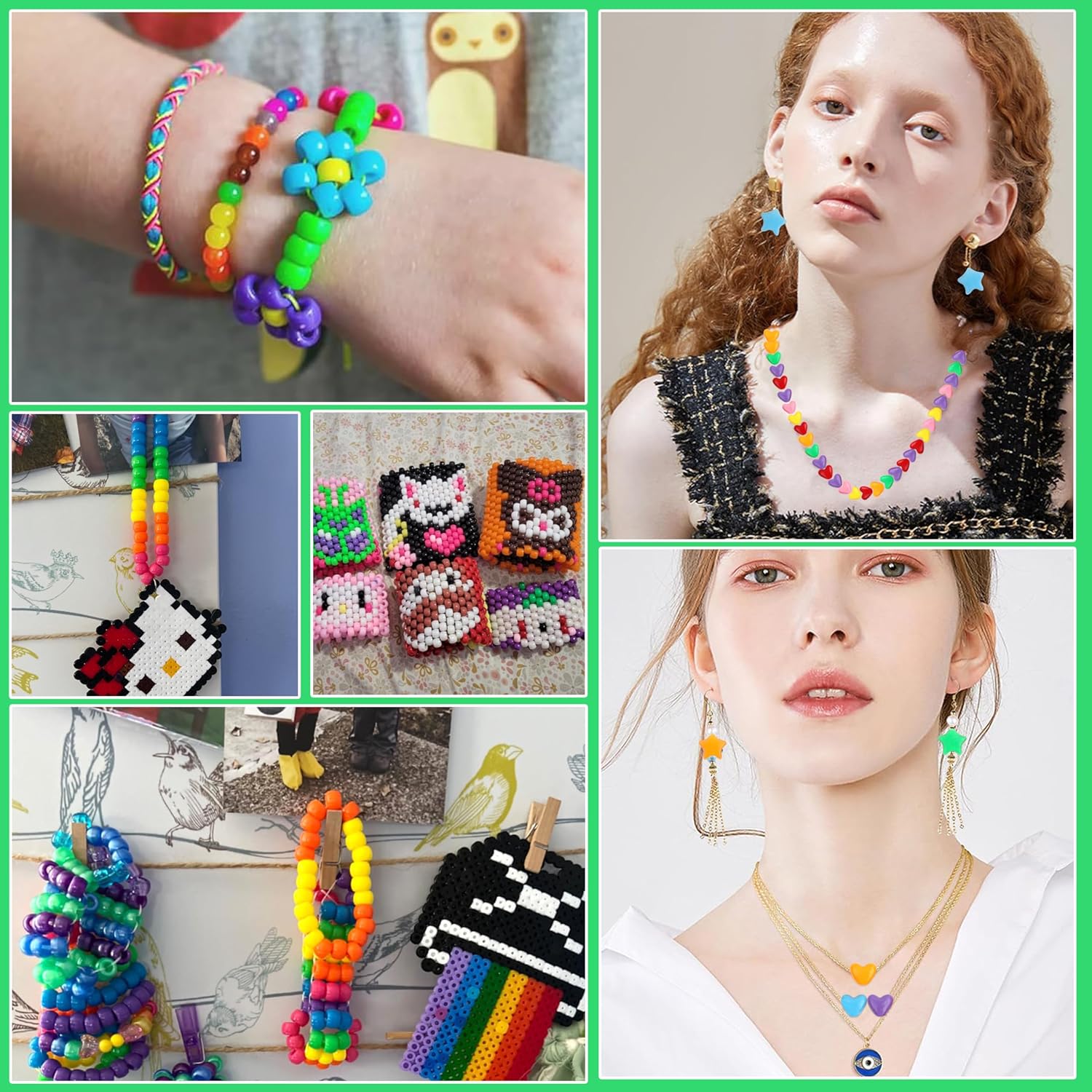 7600 Pcs Jewelry Making Kit - Polymer Clay/Letter/Luminous/Modeling Beads, Storage Box Included, Perfect for Bracelets/Keychains/Christmas F