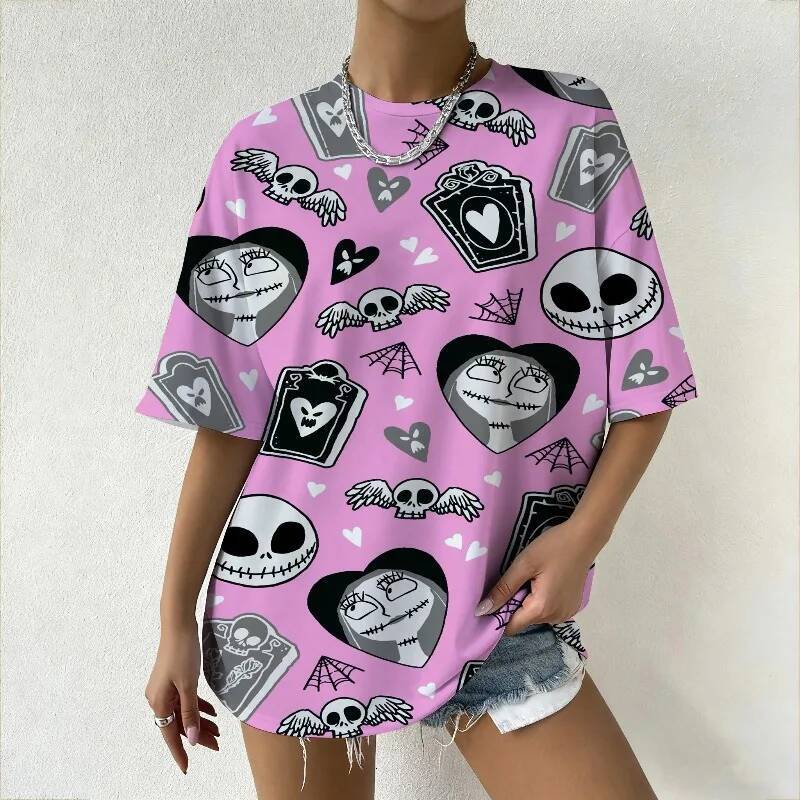 Ddmytues Christmas Women's The Nightmare Before Graphic T-Shirt American Trendy Streetwear Top For Summer Fashion Enthusiasts