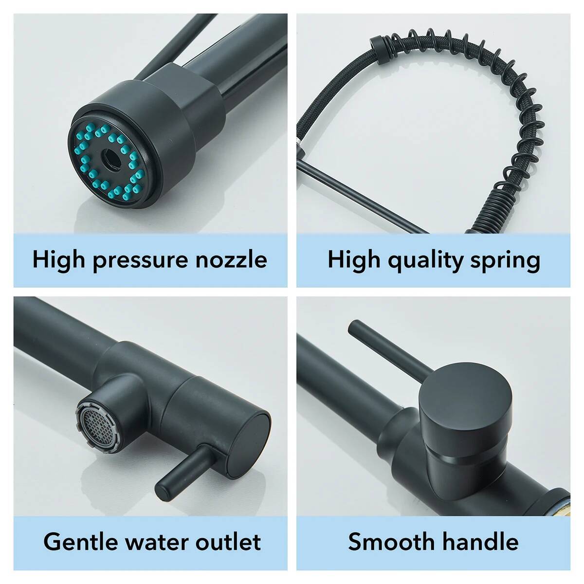 Pull Down Faucet Dual Spout Rotation Hot And Cold Water Mixer Tap Single Handle Deck Mounted Kitchen Sink Crane