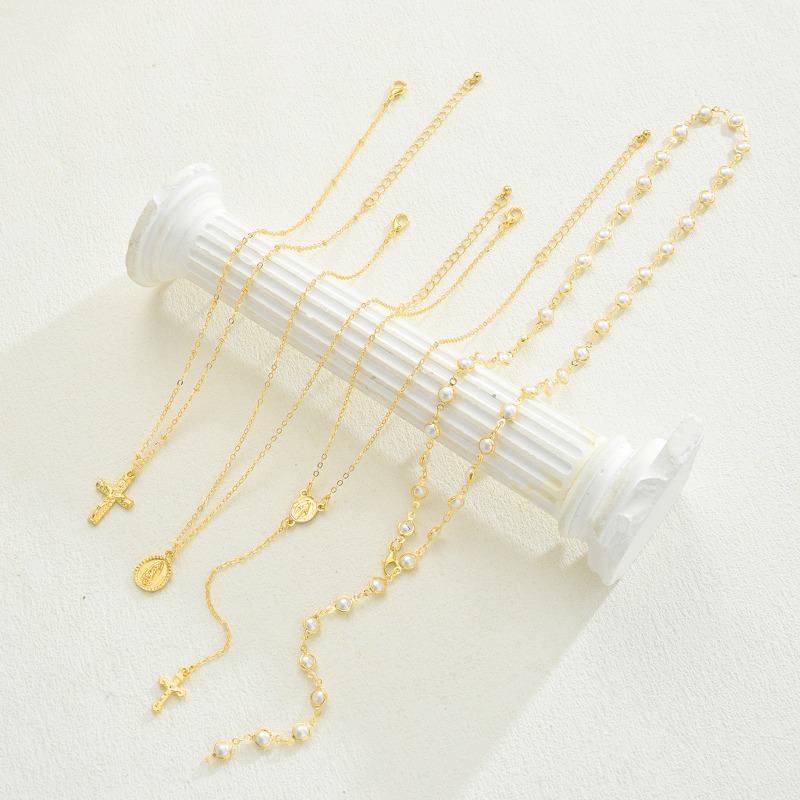 Designer Jewellery High Quality Pearl Cross Pendant Necklace Collection Gift for All Occasions Textured Elegant Accessory