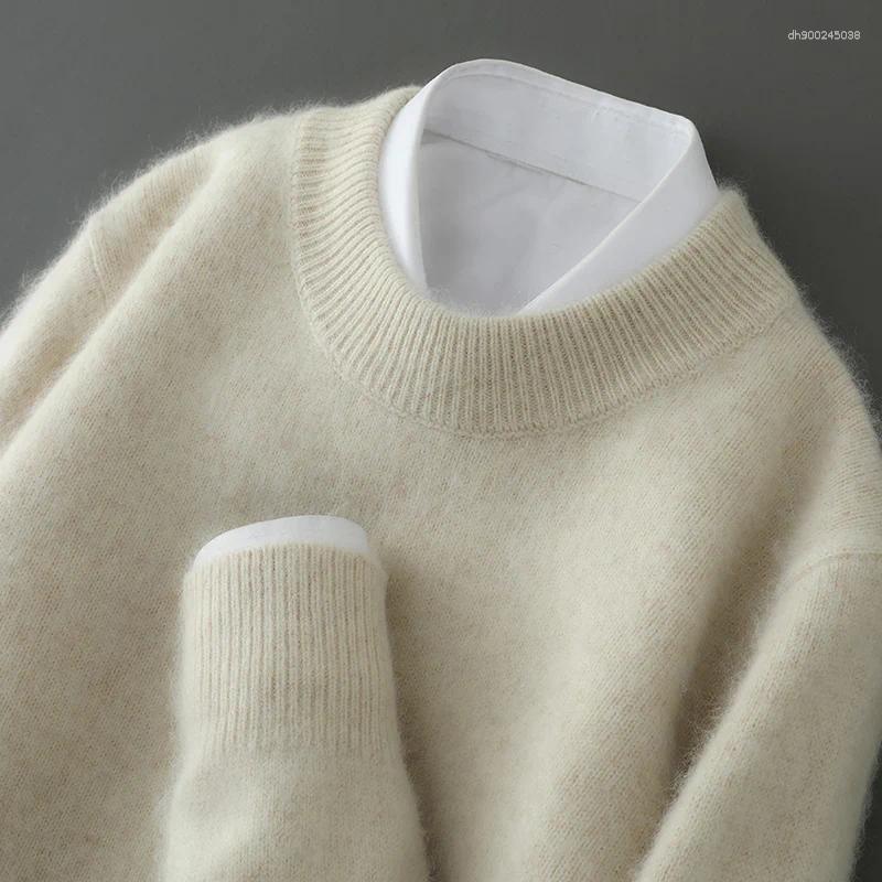 Men's Sweaters "Men's Pure Mink Cashmere Thickened Knit Sweater Winter Warm Semi-Turtleneck Pullover Casual Long Sleeve Clothing