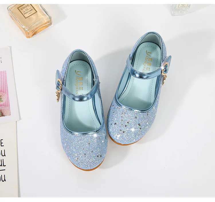 Fairy Girl High Heels Princess Shoes Halloween Role Play Children Shining Sofia Cinderella Aurora Long Hair Princess Par Dress Up Leather Shoes Z25041