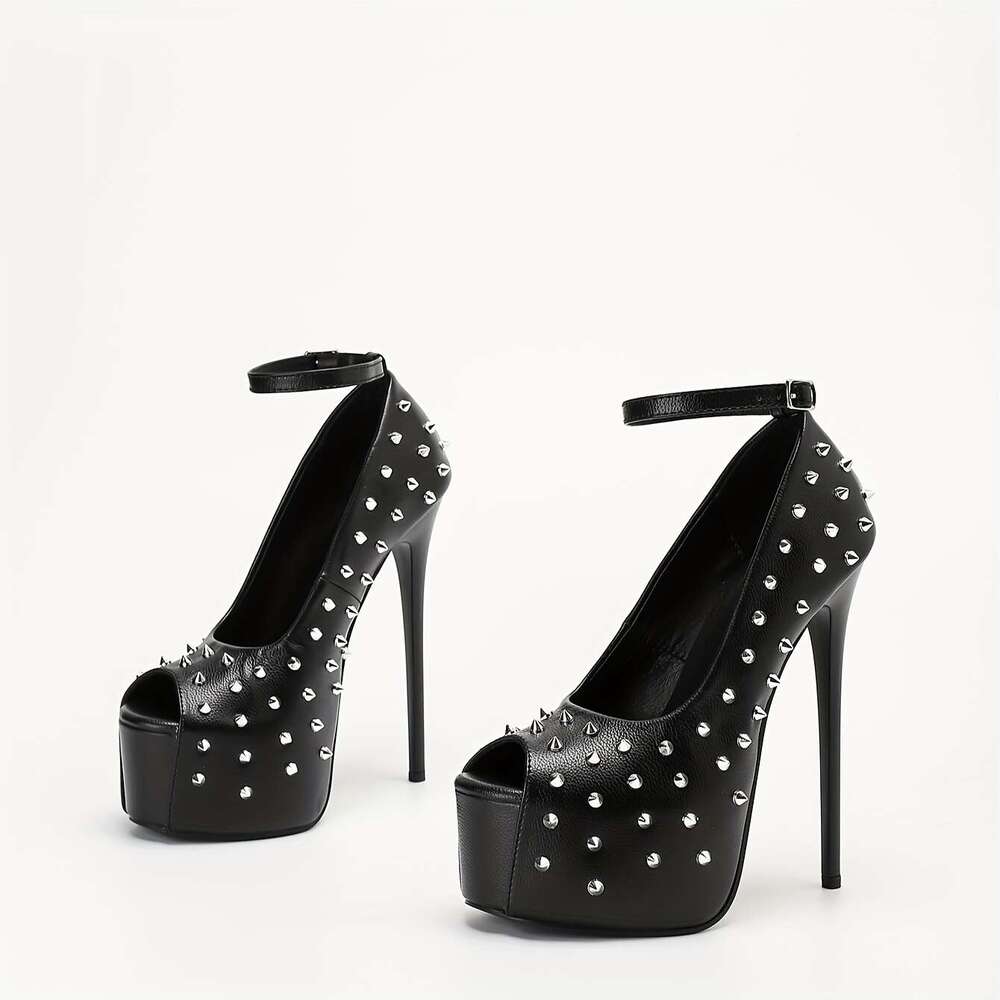 Kissxuanyan Women's European/Us Style Stiletto Heels, 16Cm Super Platform Pumps With Classic Fish Mouth Design, Open Toe, Ultra Heel, Solid Color