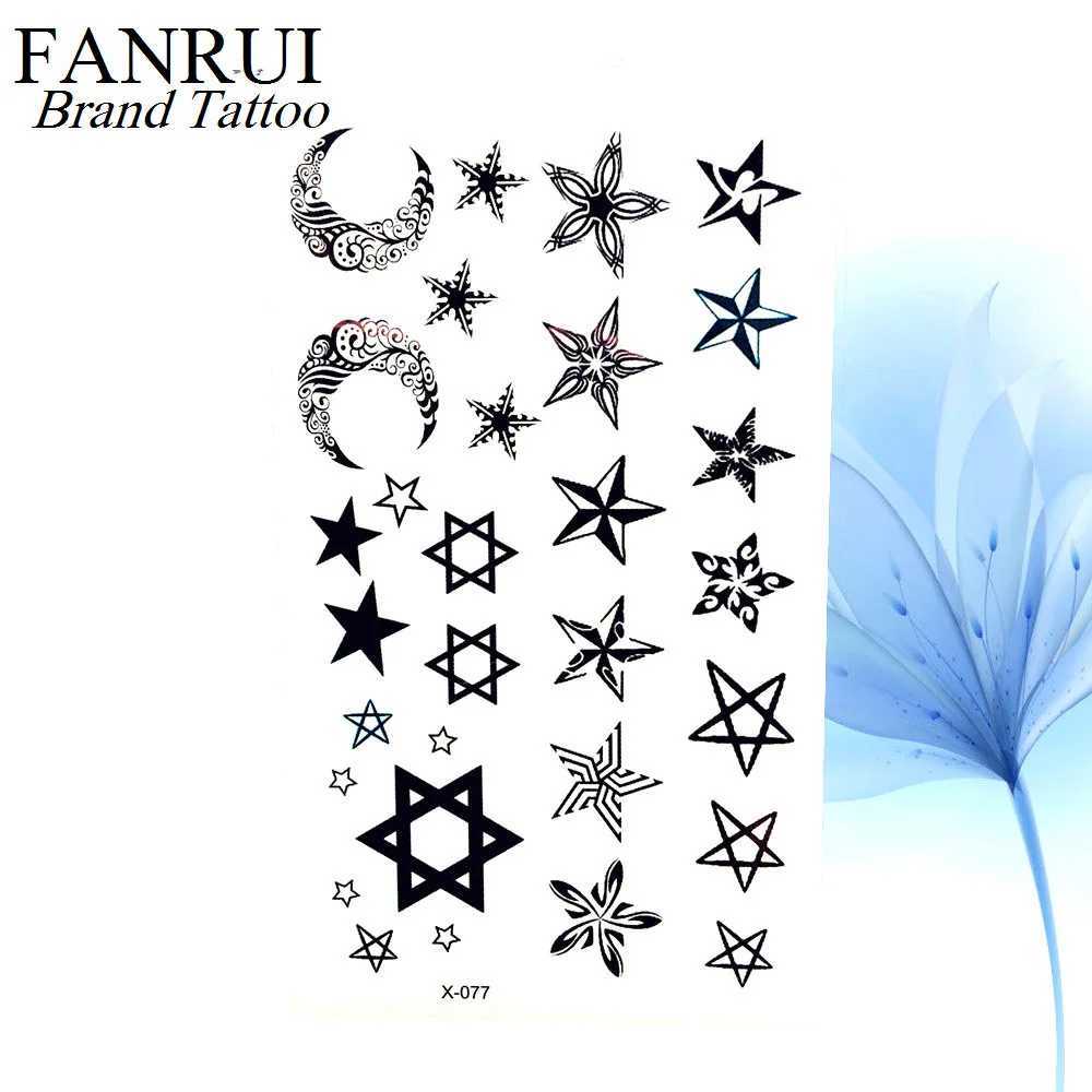 Cute Black Moon Sky Stars Temporary Tattoo Cartoon Girl Tattoo Hands Waterproof Ears Tattoo Stickers Mens Body Arm Finger Art W250410