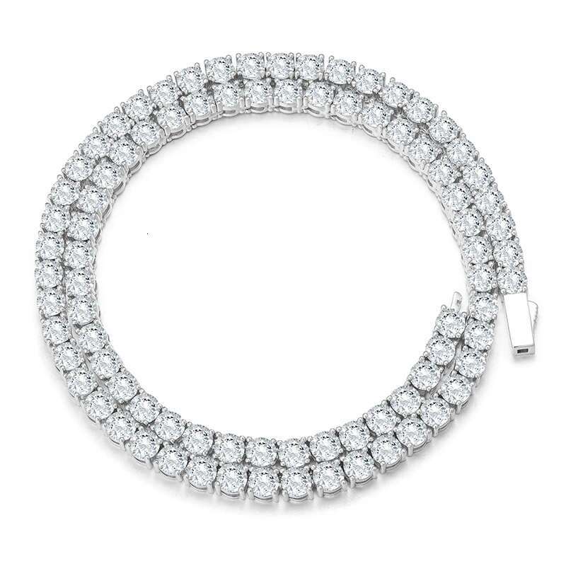 High-Quality VVS1 Iced Out Moissanite Tennis Necklace S925 Sterling Silver Diamond Necklaces For Men Women Pass Diamonds Test