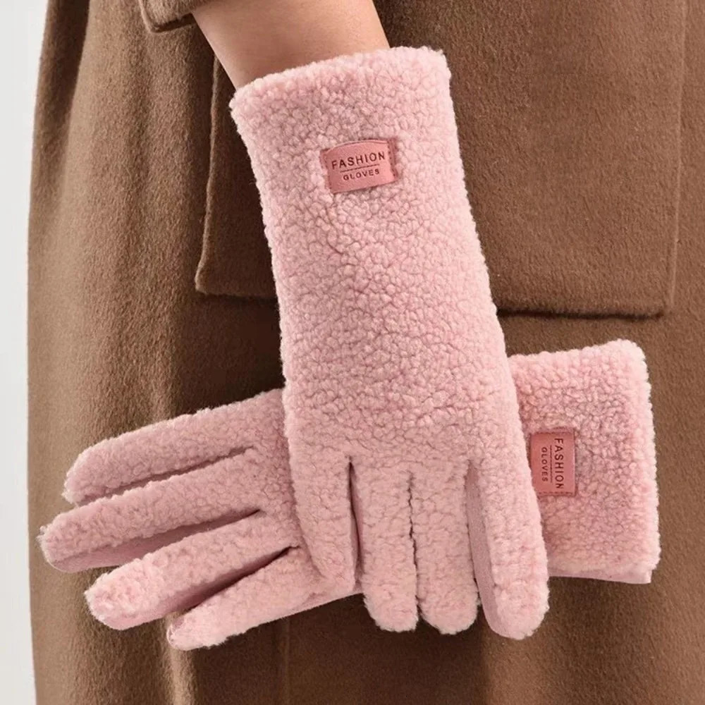 Polar Fleece Winter Gloves Warm Full Finger Driving Mittens Touchable Screen Windproof Cold Proof Gloves 251106