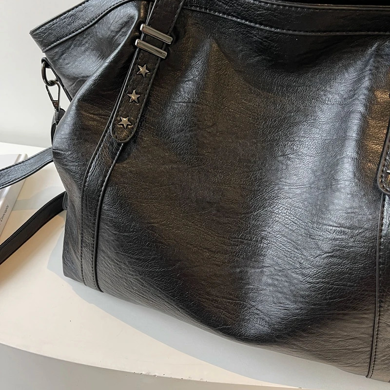 MOODs Large Size Handbag Soft PU Leather Solid Color Capacity Shopping Bag Shoulder Cross High Quality 250401
