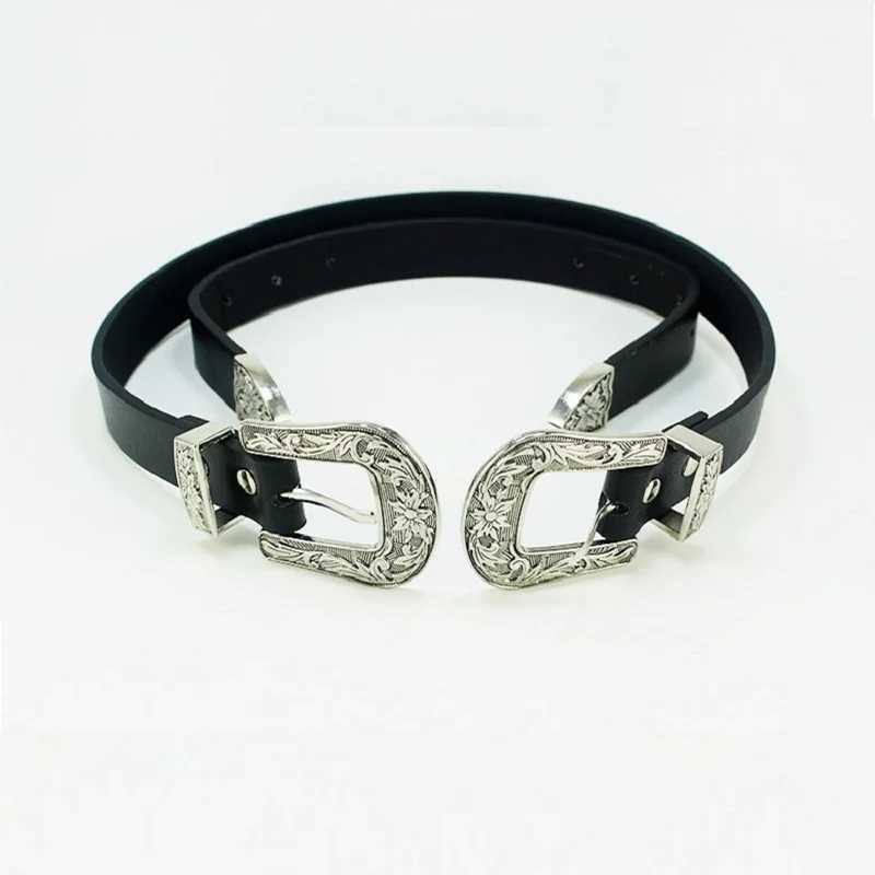 Fashion Retro Belt Carved Design Luxury Brands Metal Leather Belts for Wen Double Buckle Waist Baistband Fem X250410