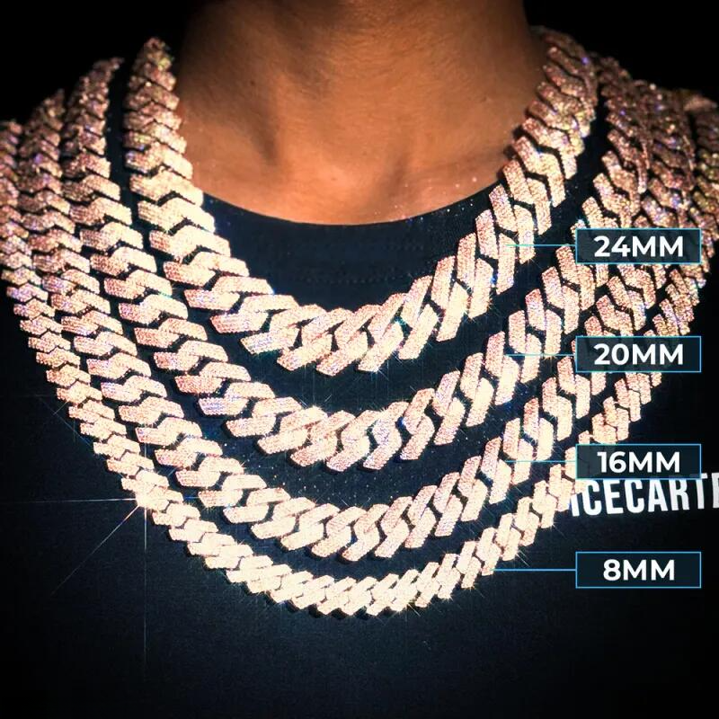 Men's Hip-Hop Mosanec Necklace with Customizable Design 22mm Cubic Zirconia & Sterling Silver