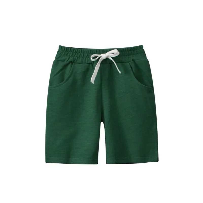 New solid color sports shorts for summer 2025 suitable for childrens clothing elastic waist shorts and cotton childrens clothing Z250410