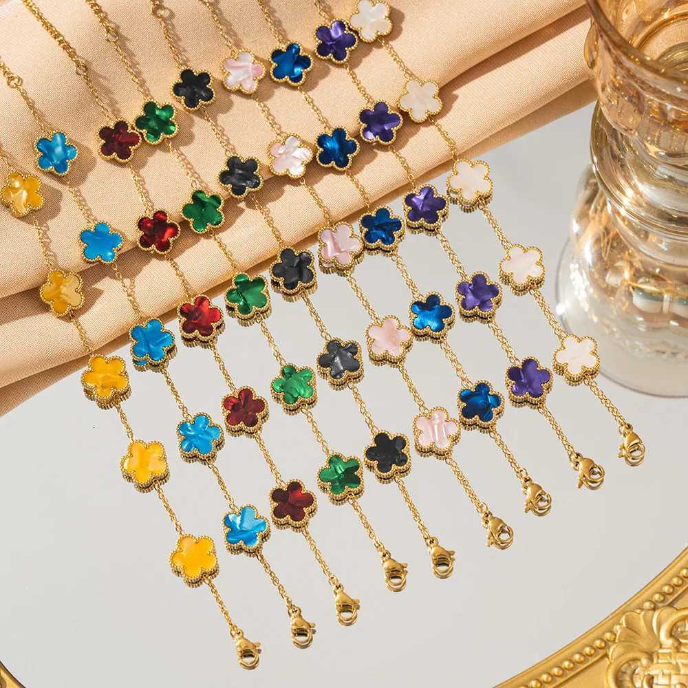 316L Stainless Steel Lucky Five-Petal Flower Bracelet For Woman Stylish Plum Blossom Five-Leaf Clover Party Exquisite JewelryT251110