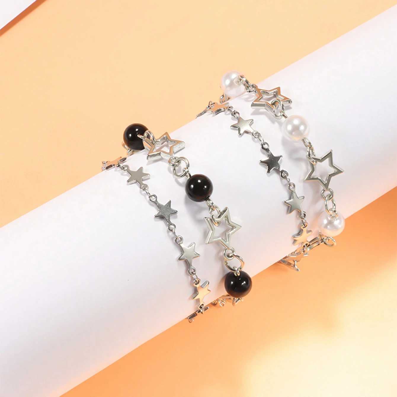 Y2K Celebrity Couple Bracelet Set Imitation Pearl Star Friendship Bracelet Perfect Gift for HolidaysT251110