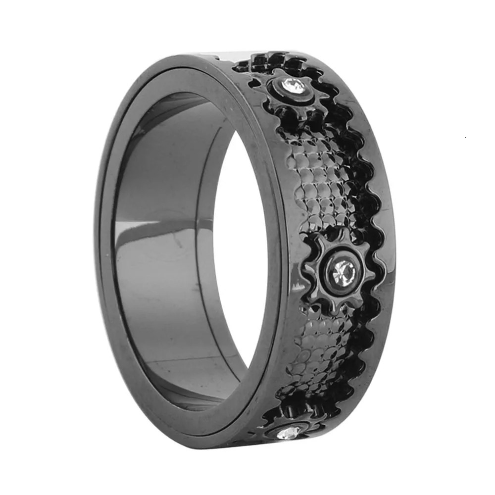 CNC Set Drill Gear Rotating Ring For Men And Women Couples Anxiety Relief Mechanical Rings 251110