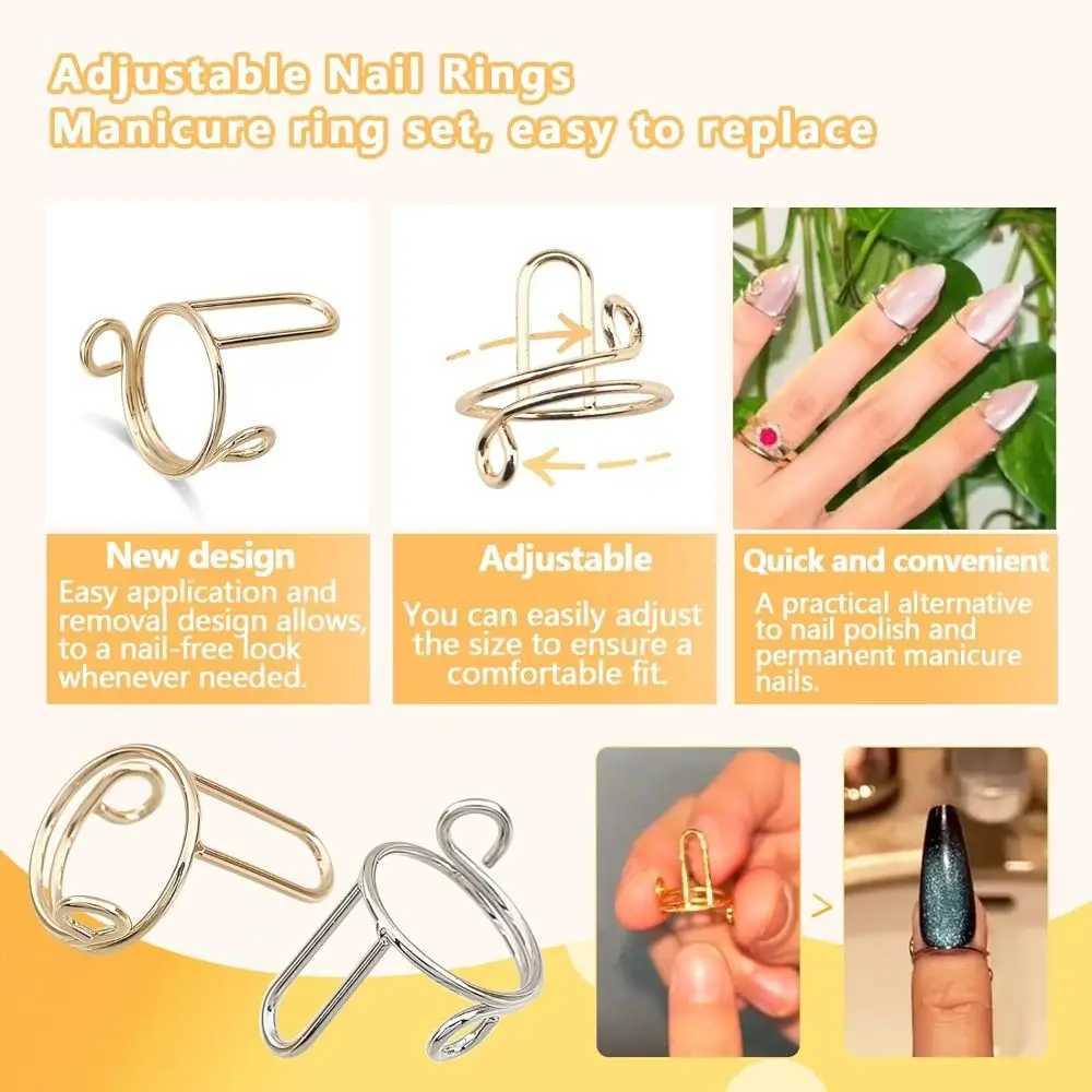 High quality reusable nail rings detachable shoulder nail rings golden nail rings easy-to-use phalanx rings nail art decorations W250410