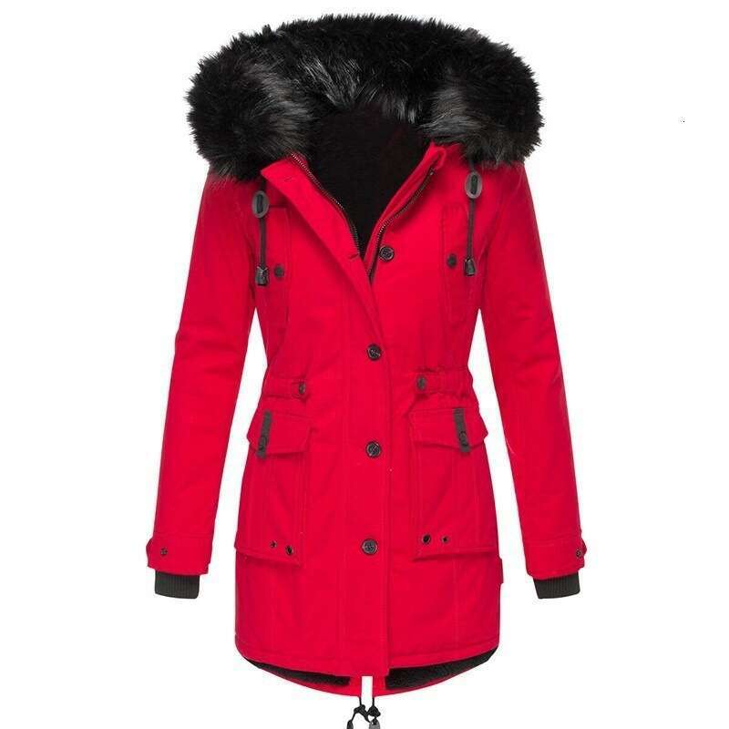 Cross-Border Clothing Fleece-Lined Thickened Jacket Women's Cotton Coat Parka With Fur Collar Winter Cold-Proof 68d9 8534