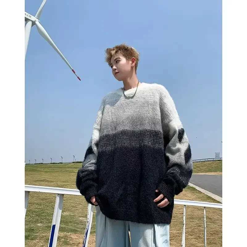 Fashion Loose Casual Knitted Sweater Unisex Autumn Winter Fashionable Versatile Lazy Style Couple Matching Crew Neck Pullover Top Y251110