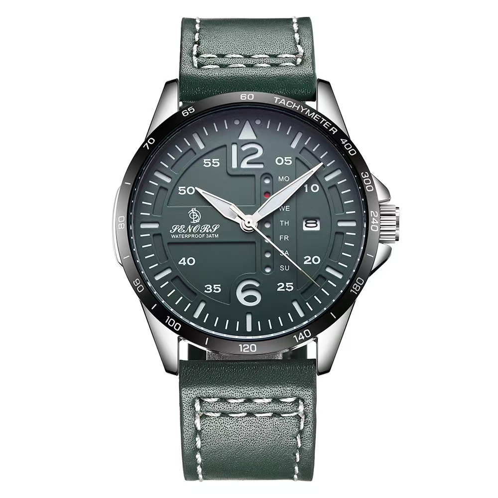 Elegant Timepiece: Unisex Designer Leather Band Caliber with Two-Tone Finish, Military Precision Accurate Hands