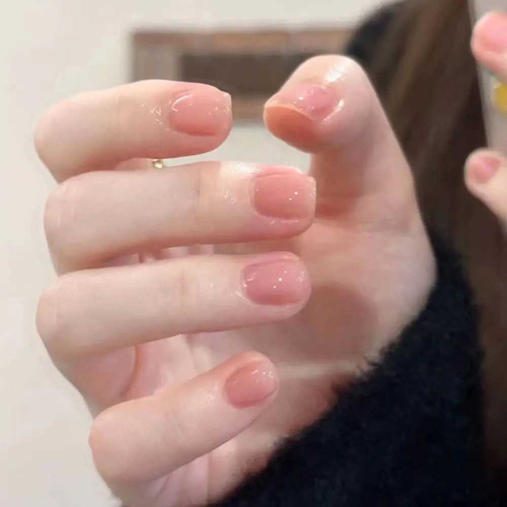 French Simple Style Fake Nail Short Round Fake Nail Full Cover DIY Nail Tip for Salon Removable DIY Processing Tool W250410